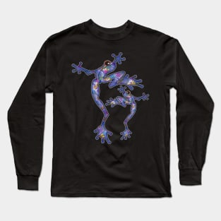 Purple Festive Dancing Frogs Long Sleeve T-Shirt